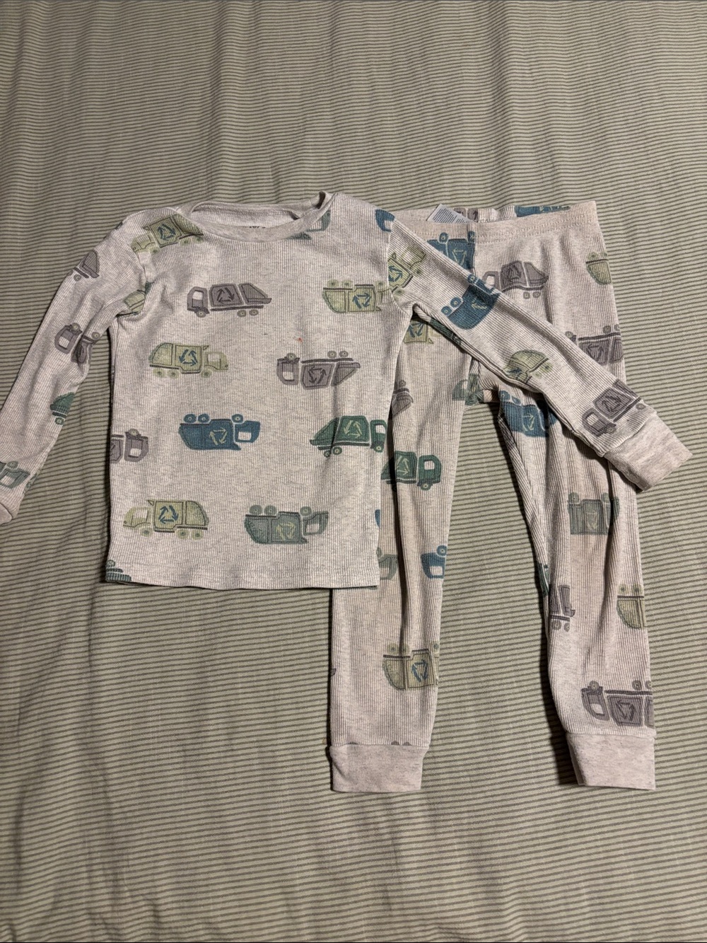 Carter's Gray Pajama Set with Green & Blue Truck Print
